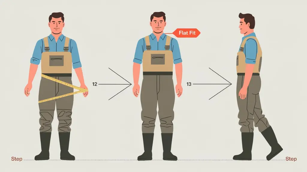 Diagram of essential features in men's waders