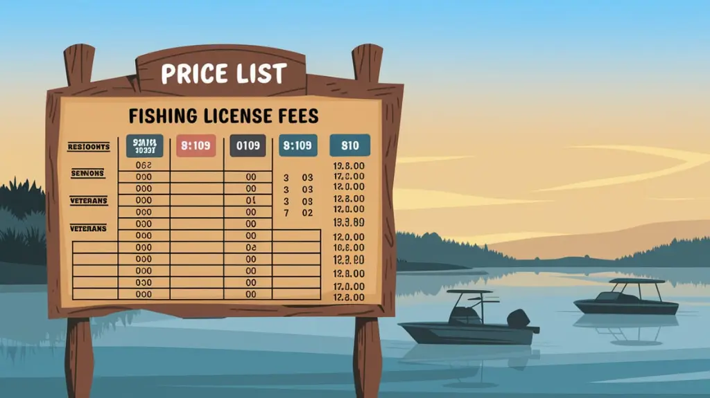 Illustration of Texas fishing license costs, detailing fees for residents and non-residents.