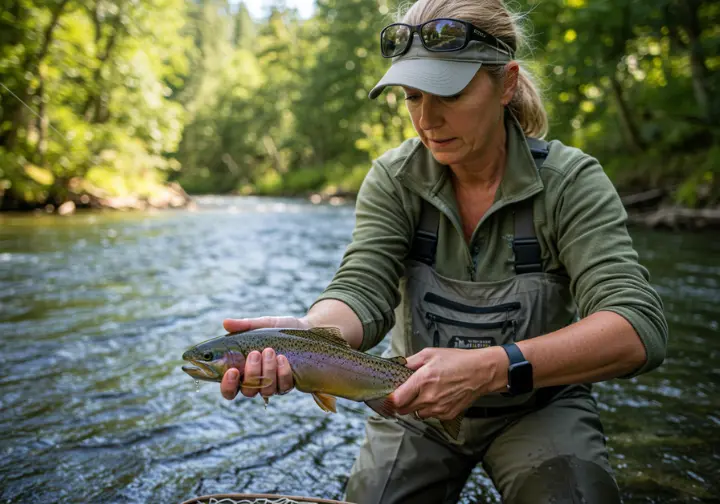  Angler practicing catch and release in Maryland waters.