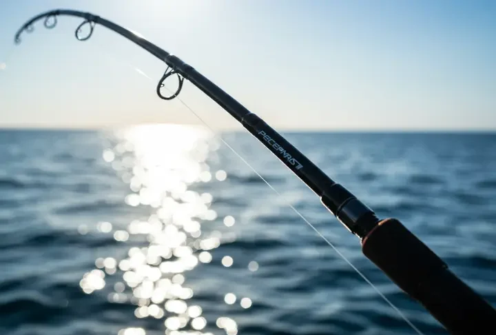 Best saltwater fishing rod, showcasing robust construction and power for reeling in large fish.