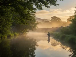 Hidden fishing spot in Galway, Ireland where local anglers cast their lines at dawn on the River Corrib