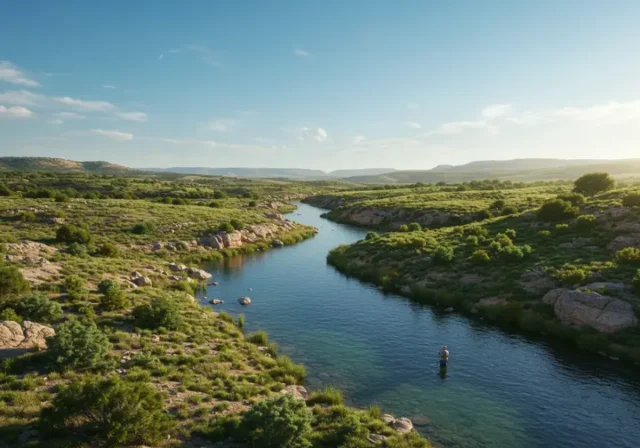 Texas Hill Country charm meets fly fishing hotspots on the Llano River, a premier Texas angling destination.