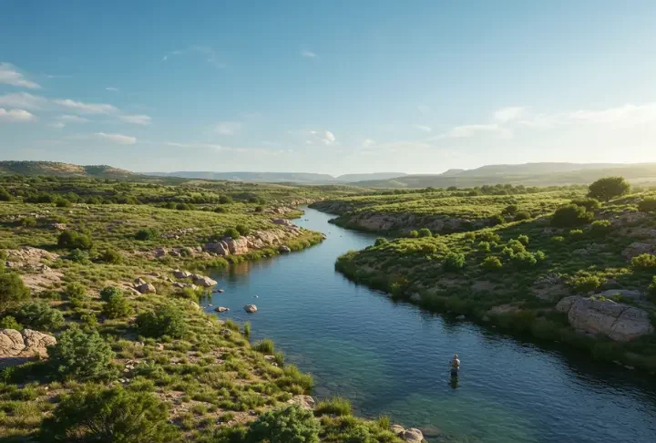 Texas Hill Country charm meets fly fishing hotspots on the Llano River, a premier Texas angling destination.