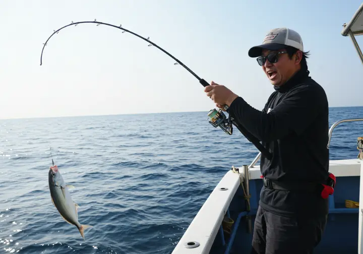 Person on a fishing charter, experiencing the thrill of catching their first fish.