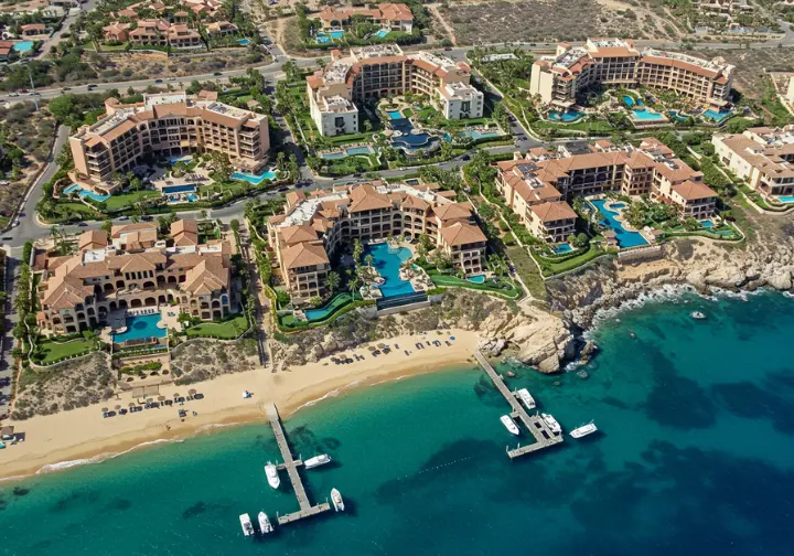 Aerial view comparing five elite fishing resorts in Cabo San Lucas, highlighting their unique features and amenities.