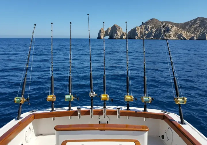 A luxury fishing charter boat in Cabo San Lucas, showcasing top-tier services for marlin fishing success.