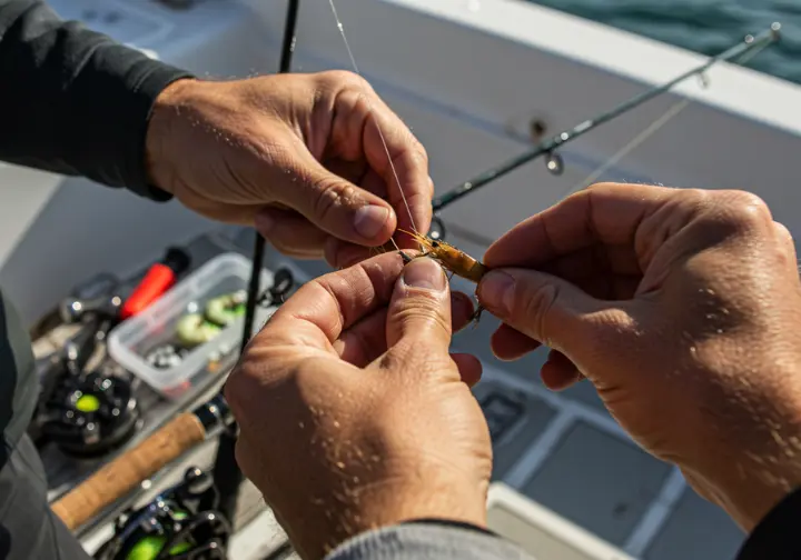 Prime inshore fishing destinations: panoramic view of a beautiful bay with calm waters, mangroves, and fishing boats.