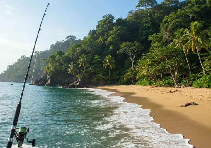 Manuel Antonio beach view from fishing boat, activities beyond fishing in Quepos.