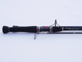 Detailed horizontal layout of a modern fishing rod showing its various parts clearly explained.