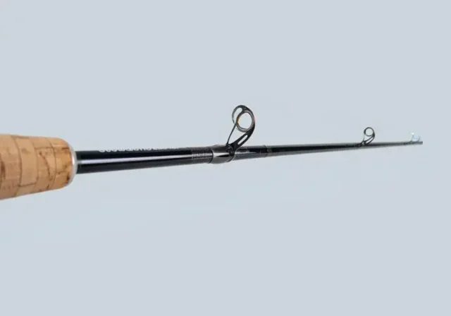 Detailed horizontal layout of a modern fishing rod with key parts highlighted, demystifying its components.