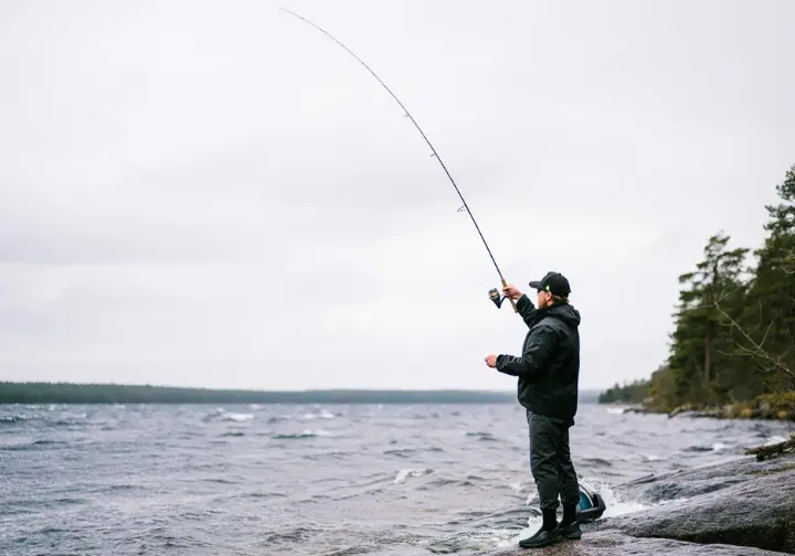 Fishing scene under windy, overcast conditions, representing confounding weather factors in the scientific view of barometric pressure.