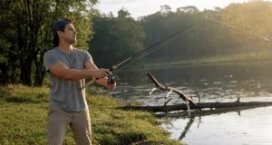 Best Spinning Rods for Beginners That Won’t Fight You Beginner angler casting a spinning combo from a lake bank at first light, best spinning rods for beginners