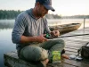 Braid vs Fluorocarbon vs Mono Which Line to Use Angler spooling braided fishing line onto a baitcaster at dawn, choosing braid vs fluorocarbon vs mono