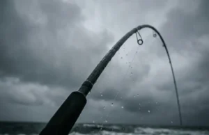Parts of a Fishing Rod: A Visual & Technical Guide A close-up of a fishing rod bent deeply under the weight of a fish, showing the curve of the graphite blank and water spraying from the line.