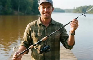 9 Parts of a Fishing Rod and What Each One Does Angler holding a fishing rod tip to butt, showing every part of a fishing rod