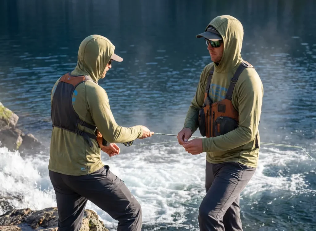 A mountain stream inlet flowing into a lake, creating a turbulent, oxygen-rich fishing zone.