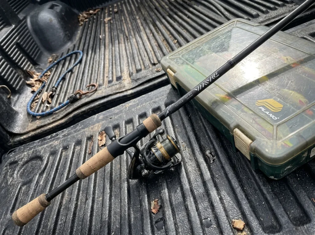 Hairline impact crack on a high-modulus graphite rod blank in a truck bed