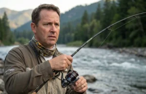 Reel Anti-Reverse Not Working? 6 Fast Fixes (No Disassembly) Angler fighting fish with anti-reverse reel failure causing handle back-spin during hookset on mountain river