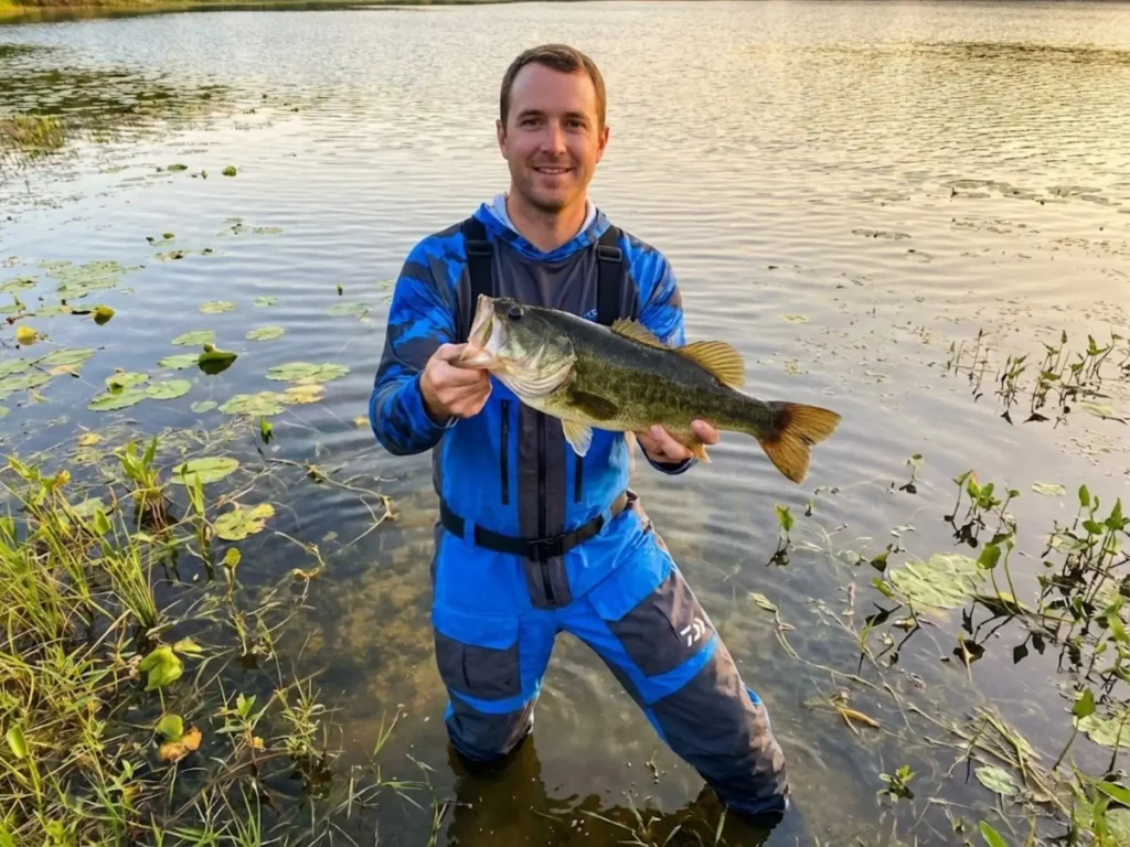 Proper horizontal bass hold with belly support for heavy fish to prevent jaw injury