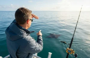 How Cobia Migration Science Makes You a Better Angler Angler spotting cobia following manta ray from boat tower during spring migration off Florida coast