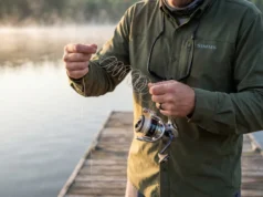 Fishing Line Memory: What Causes It and How to Fix It Angler pulling coiled fishing line from spinning reel showing line memory problem