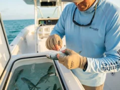 Bait Swimming Back to the Boat? Fix Your Hook Placement Angler rigging live bait with circle hook for offshore fishing, demonstrating proper hook placement technique