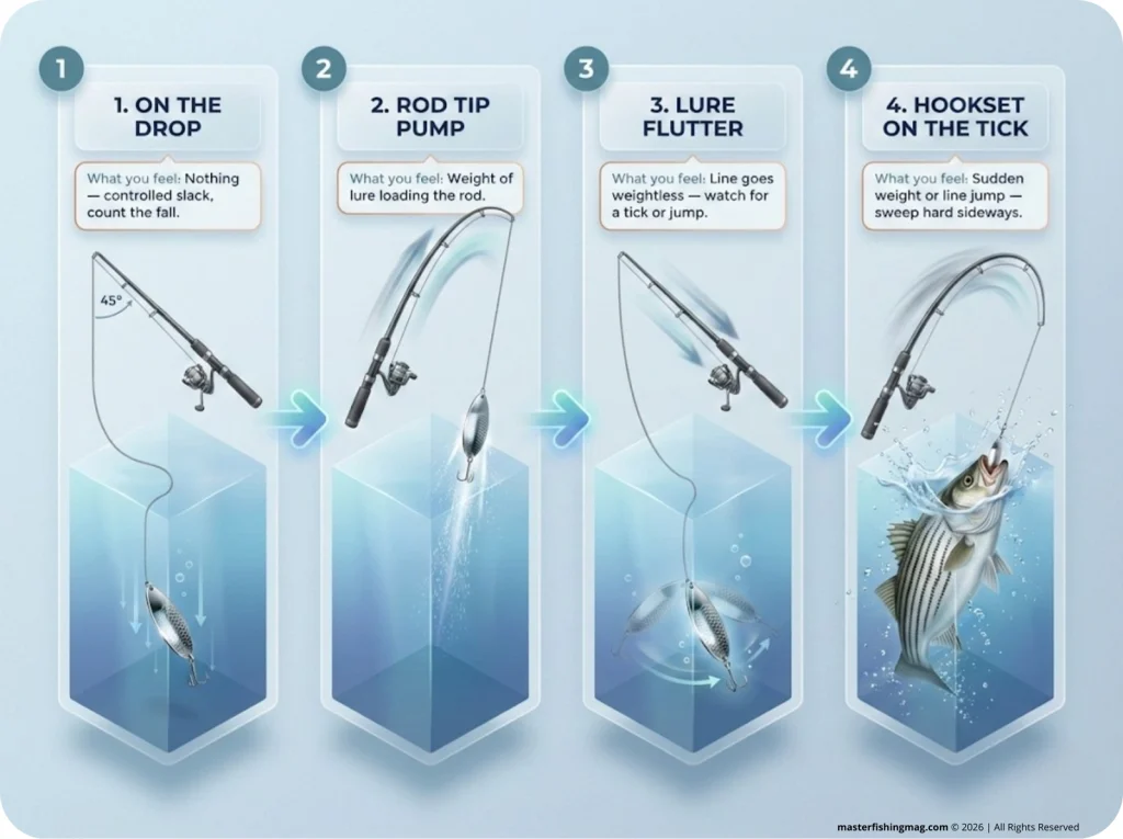 Master Fishing Magazine INFOGRAPHIC WIPER VERTICAL JIG SEQUENCE