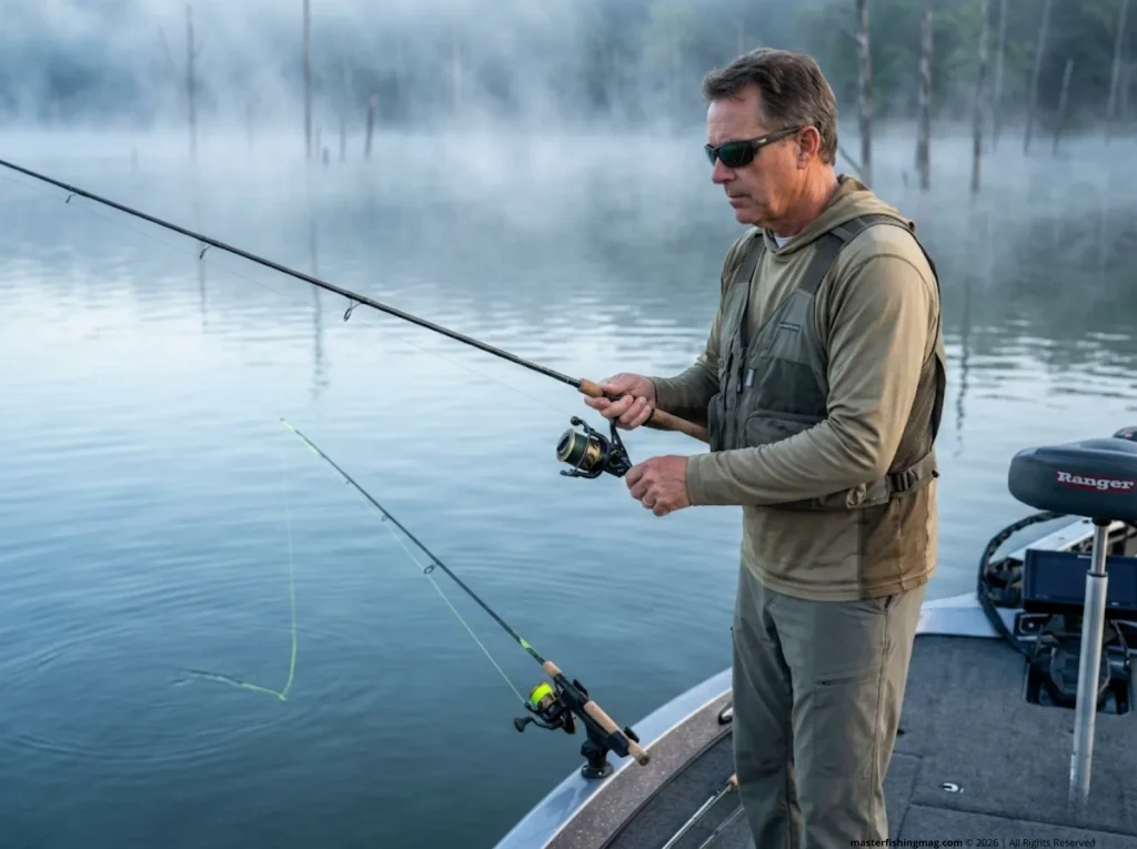 Angler watching rod tip instead of line entry point missing a subtle clear water bite
