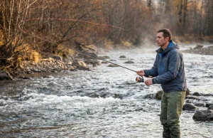 The Drift Speed Rule That Doubled My River Hookups Angler casting upstream at 45 degrees to drift bait through a river seam at current speed