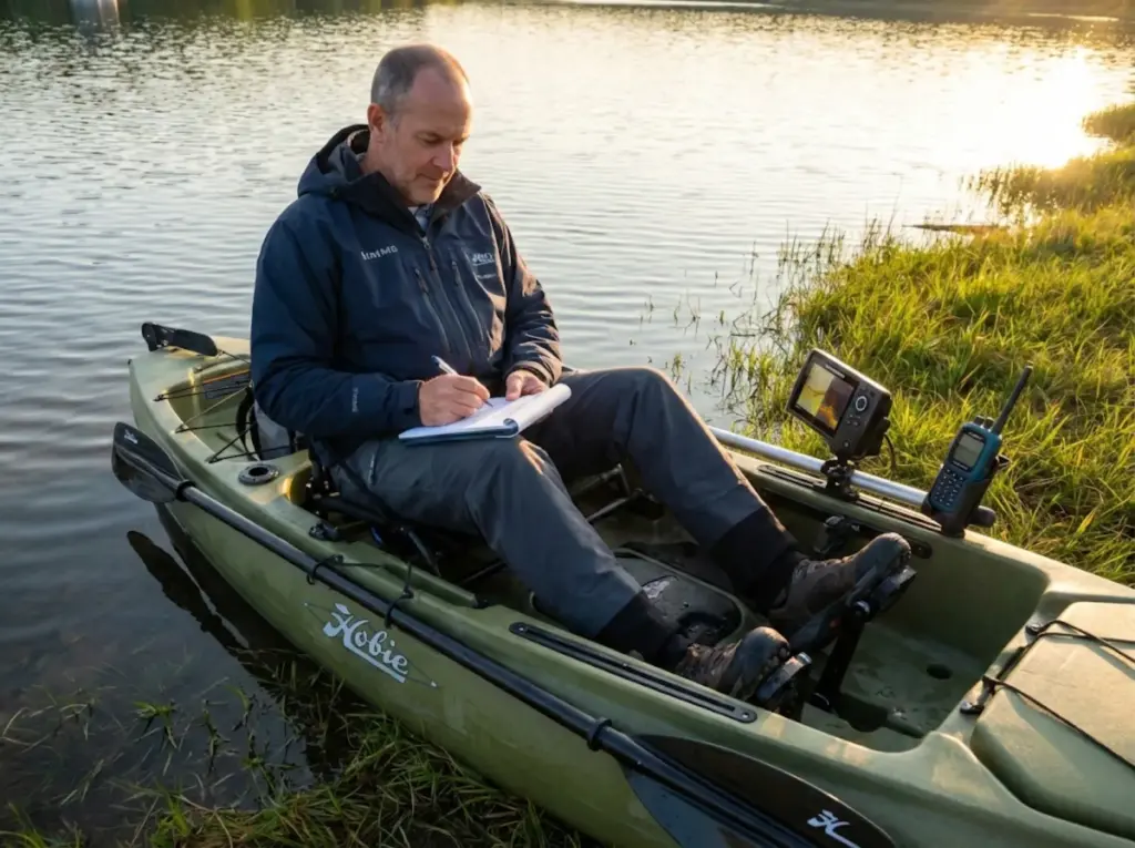 Field testing multiple portable fish finders from kayak at lake shoreline