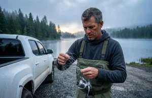 How to Properly Dispose of Old Fishing Line (Even Braid) Angler stripping tangled old fishing line off a spinning reel for disposal