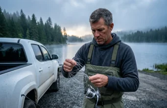 How to Properly Dispose of Old Fishing Line (Even Braid) Angler stripping tangled old fishing line off a spinning reel for disposal
