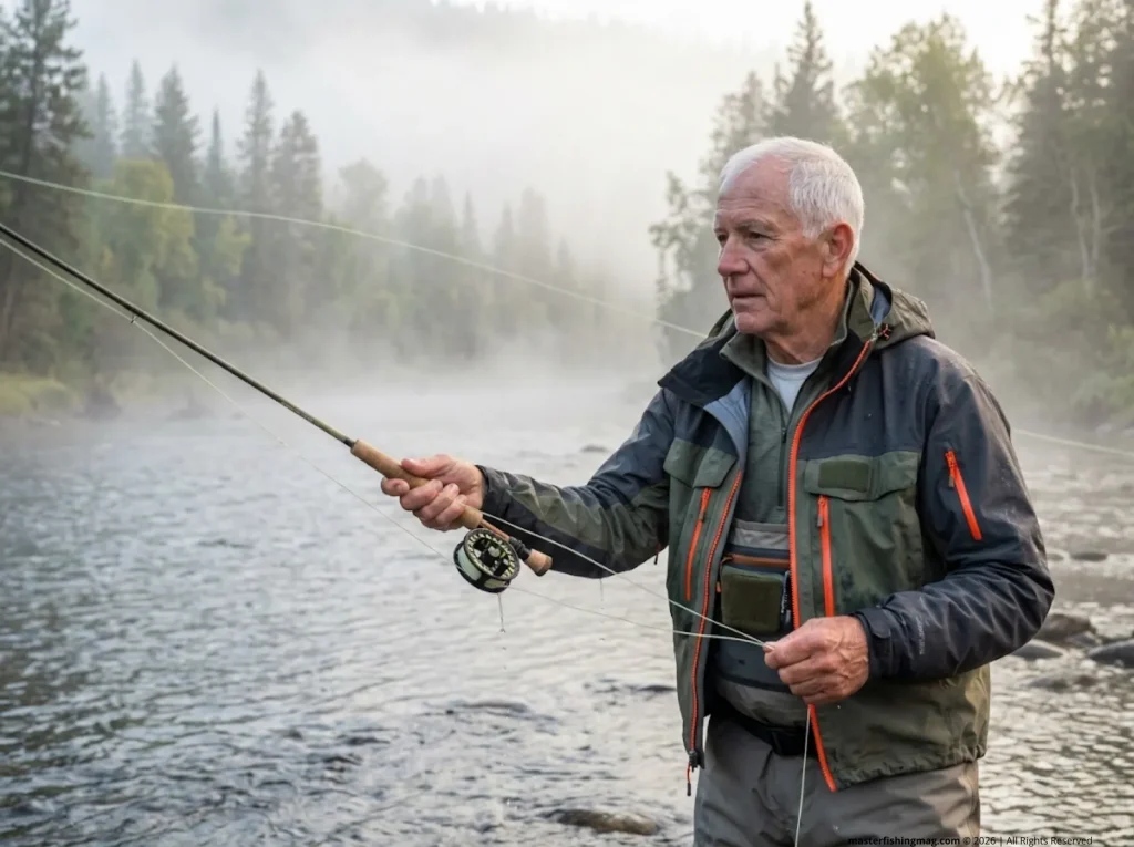 Angler using a Daiwa Tatula reel to retrieve a bladed jig over a grass flat.