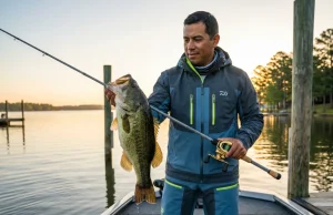 Best Fishing Spots Near Houston by Water Type Angler holding trophy largemouth bass at Lake Conroe, best fishing spot near Houston Texas