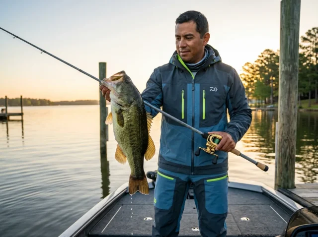best-fishing-spots-near-houston-hero Angler holding trophy largemouth bass at Lake Conroe, best fishing spot near Houston Texas