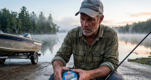 Fishing Line Pound Test Isn’t What Beginners Think Angler checking fishing line pound test on a spool at a dawn boat ramp