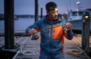 How to Detect a Cracked Rod Blank Before It Fails Angler inspecting graphite rod blank with flashlight to detect cracks before fishing