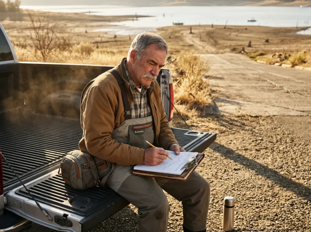 Fisheries manager reviewing CPUE data and the economics of stocking during a severe drought
