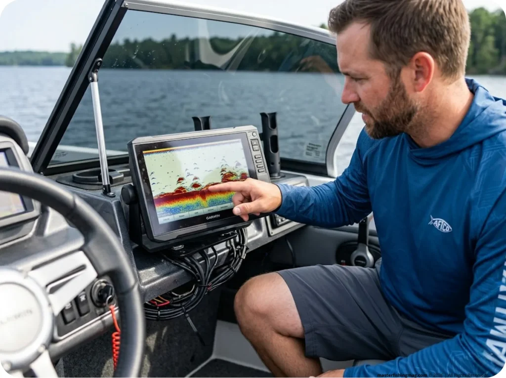 Fishing guide tracking the 72 hour frontal timeline using advanced fish finder sonar
