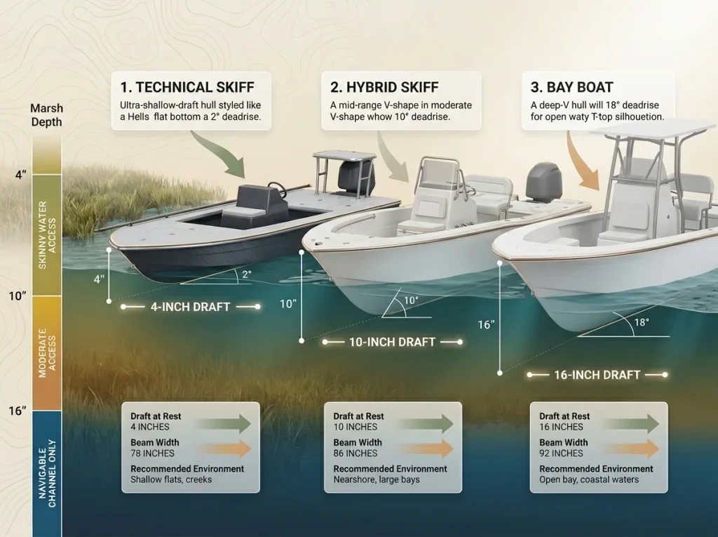 Master Fishing Magazine INFOGRAPHIC boat hull draft comparison marsh