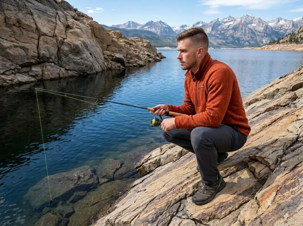 Angler dead-sticking finesse rig for pressured fish