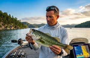 Do Fish Bite in Dog Days Heat? Here’s the Data Angler holding a bass over a lake evaluating dog days summer fishing slump tactics.