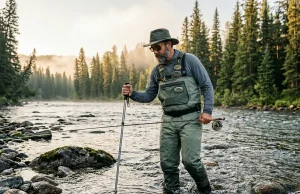 Is Wade Fishing Ethical? The Physics Say It Depends Experienced angler carefully reading the stream bed substrate before taking a step.