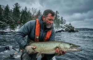 Fall Musky Feeding Patterns Most Anglers Miss Angler demonstrating fall musky fishing patterns and peak feeding