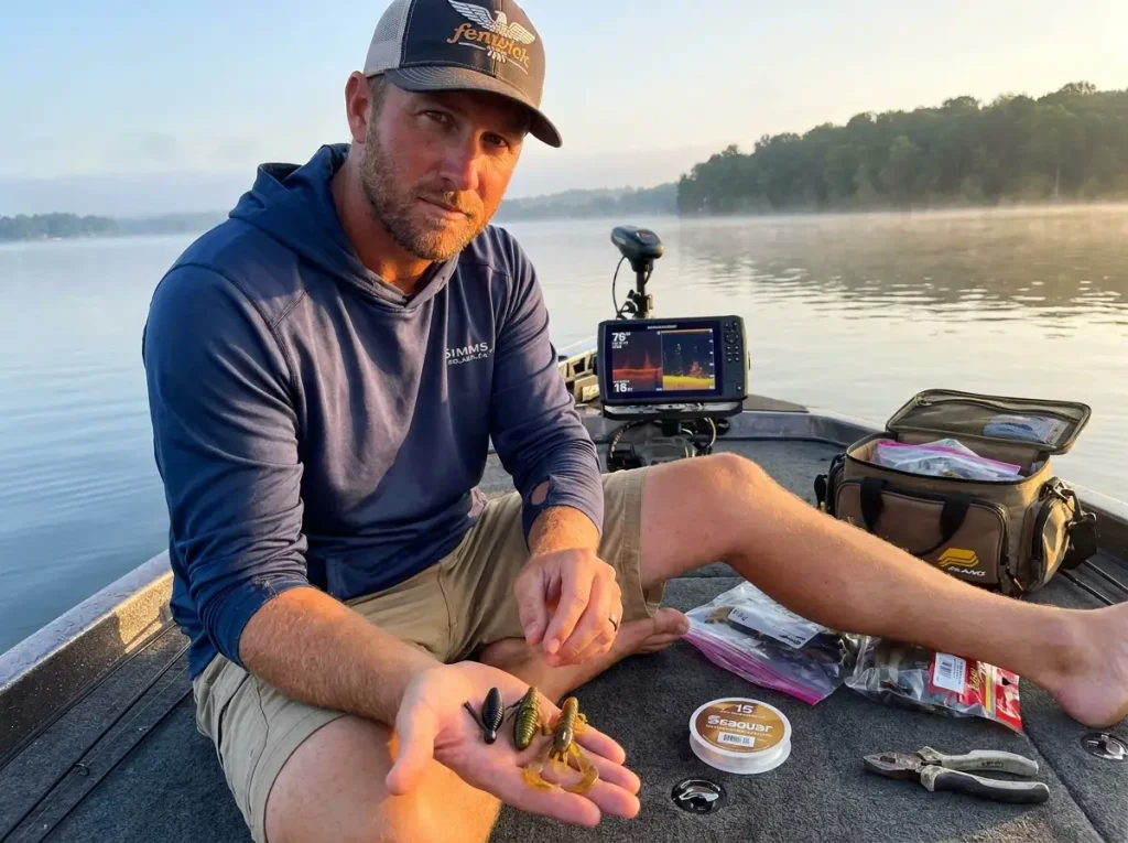 Three different jig trailers showing compact chunk, mid-action craw, and aggressive speed craw