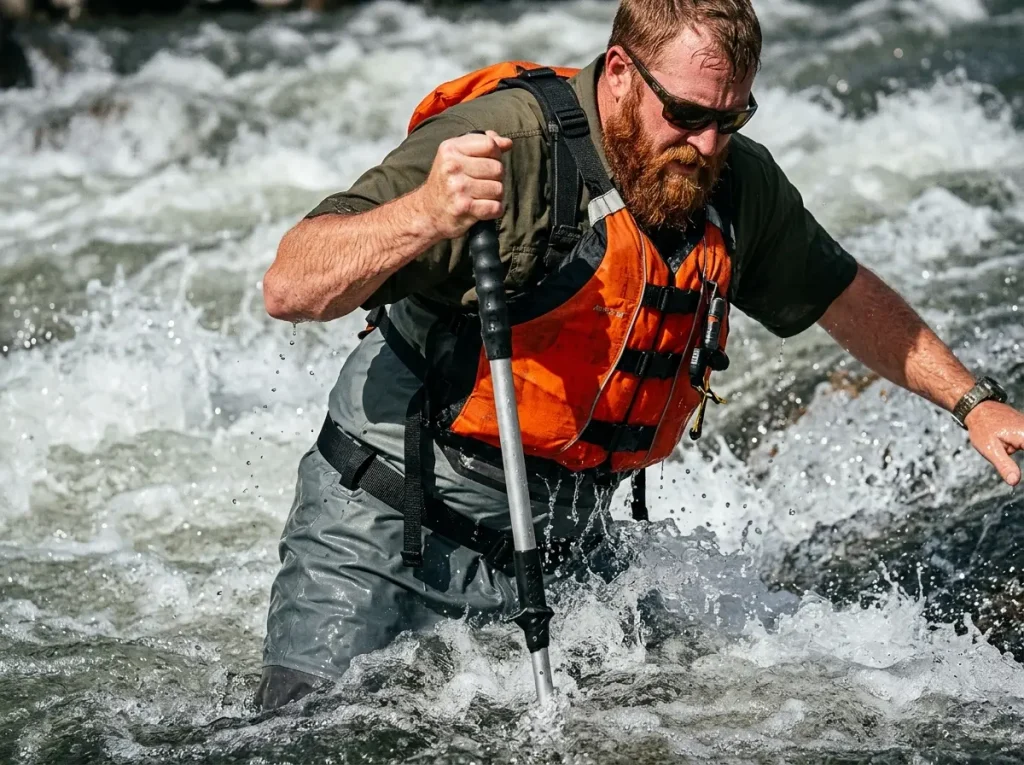Wading safety protocols and how to read a usgs stream gauge for fishing effectively.