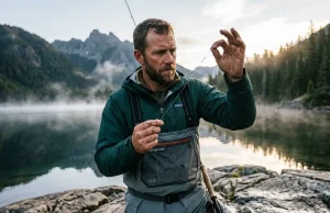 Microplastics in Fishing Gear: What Labs Found Angler inspecting fishing line connecting gear to microplastics environmental impact