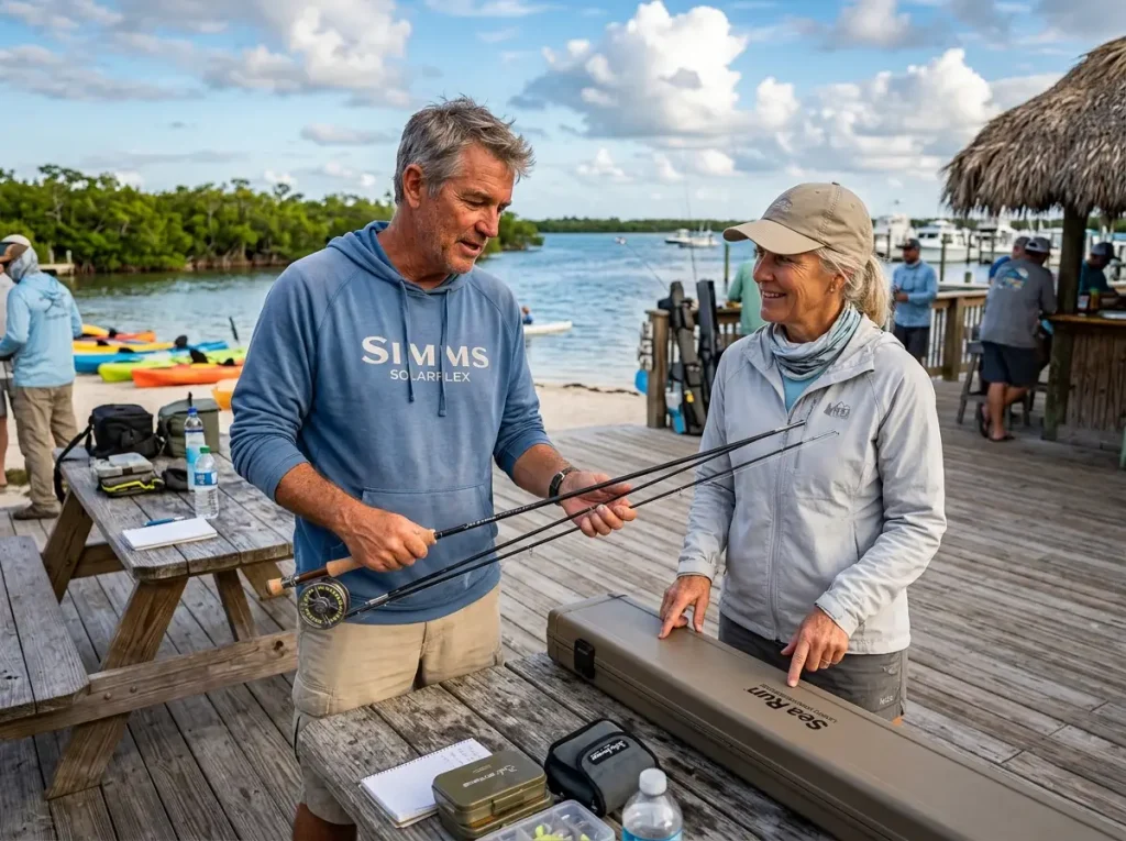 Anglers selecting a fishing rod case travel protection guide based on trip.