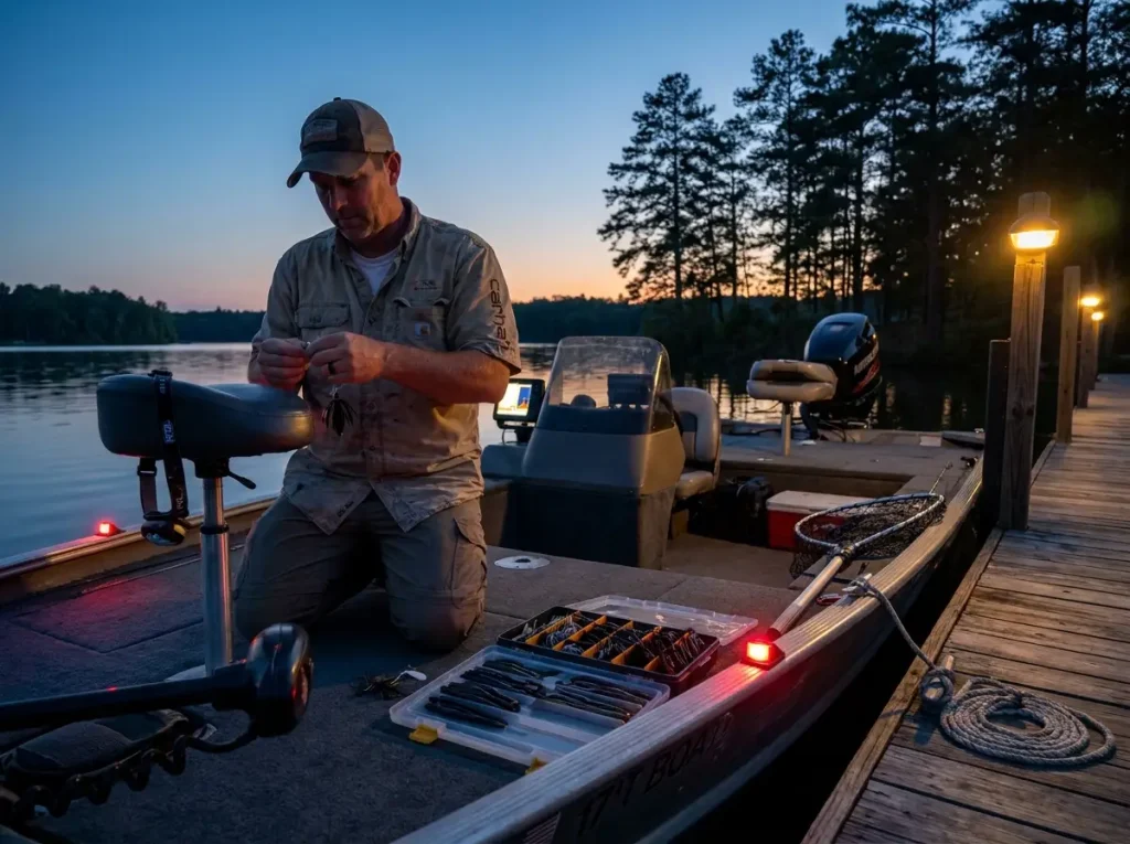 Master Fishing Magazine night bass fishing boat gear setup organized
