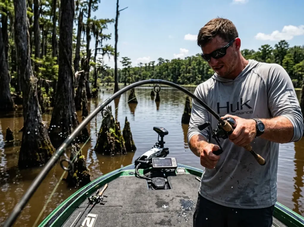 Braided fishing line experiencing friction under load